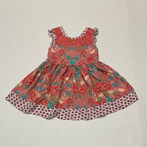Matilda Jane MJC Home Away Camp Button Back Pink Floral Dress Girls Size 4